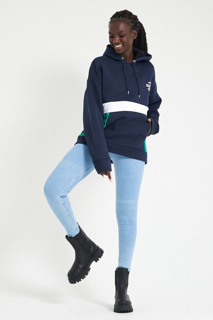 Kadın Kapşonlu Oversize Fit Garnili Sweatshirt SPR22SWK169