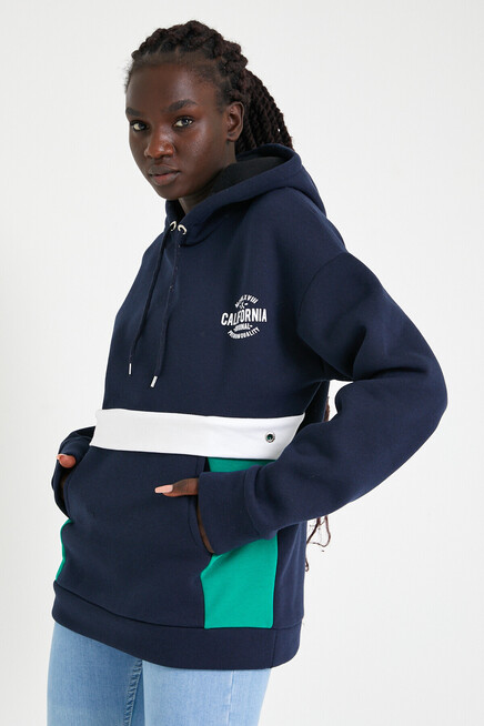 Kadın Kapşonlu Oversize Fit Garnili Sweatshirt SPR22SWK169