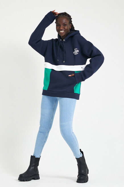 Kadın Kapşonlu Oversize Fit Garnili Sweatshirt SPR22SWK169