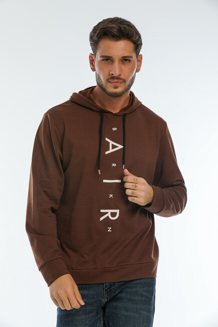 Süperlife Erkek Kapşonlu Regular Fit Air Baskılı İnce Sweatshirt SPR22SW162