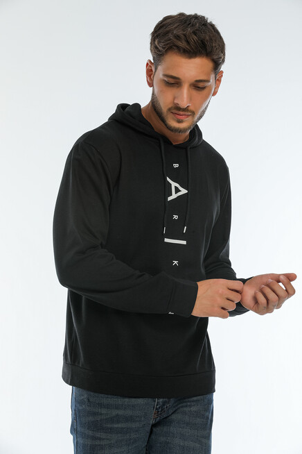 Süperlife Erkek Kapşonlu Regular Fit Air Baskılı İnce Sweatshirt SPR22SW162