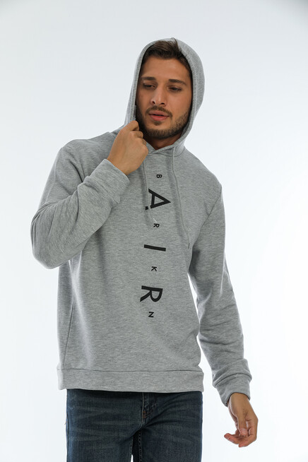 Süperlife Erkek Kapşonlu Regular Fit Air Baskılı İnce Sweatshirt SPR22SW162