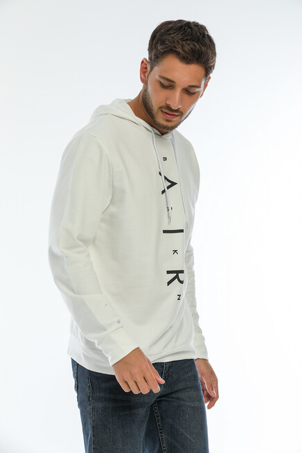 Süperlife Erkek Kapşonlu Regular Fit Air Baskılı İnce Sweatshirt SPR22SW162