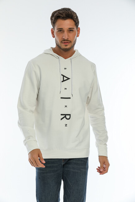 Süperlife Erkek Kapşonlu Regular Fit Air Baskılı İnce Sweatshirt SPR22SW162
