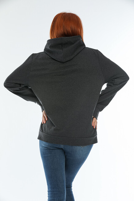 Süperlife Kadın Kapşonlu AR Baskılı İnce Sweatshırt SPR22SWk162