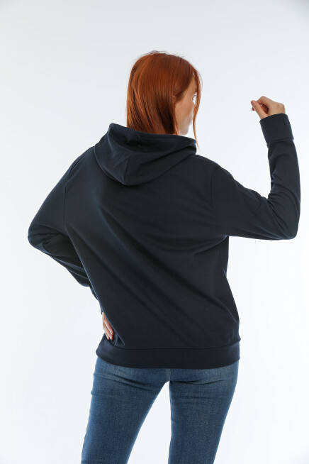 Süperlife Kadın Kapşonlu AR Baskılı İnce Sweatshırt SPR22SWk162