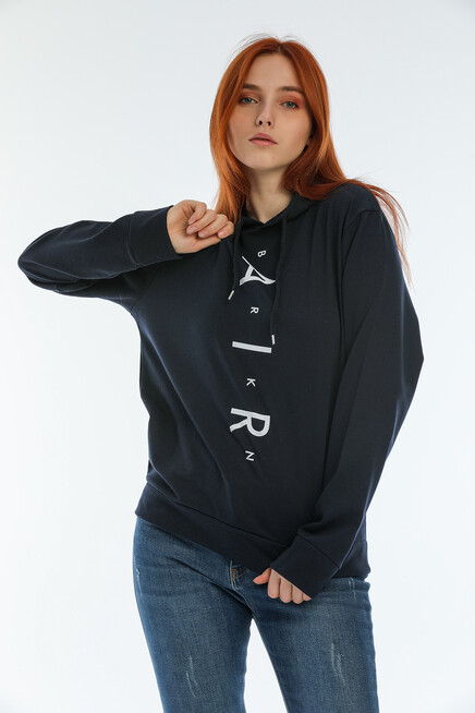 Süperlife Kadın Kapşonlu AR Baskılı İnce Sweatshırt SPR22SWk162