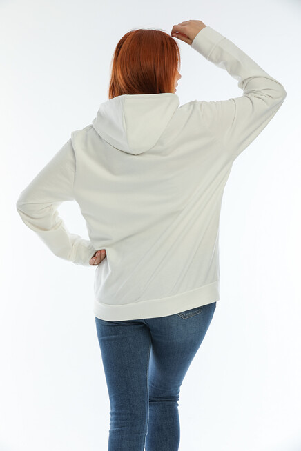 Süperlife Kadın Kapşonlu AR Baskılı İnce Sweatshırt SPR22SWk162