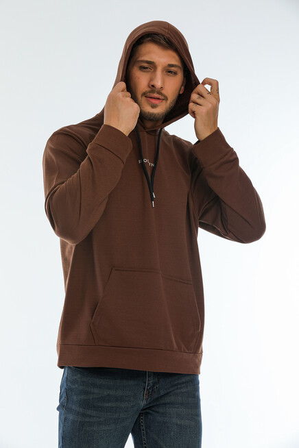 Süperlife Erkek Kapşonlu Regular Fit Brooklyn Baskılı İnce Sweatshirt SPR22SW161