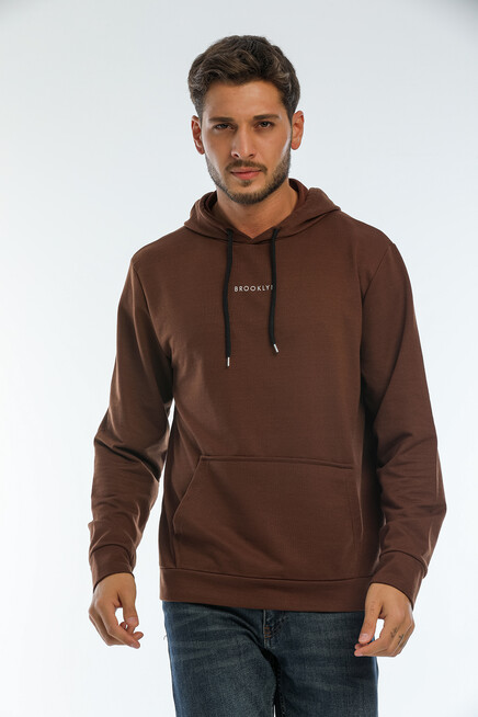Süperlife Erkek Kapşonlu Regular Fit Brooklyn Baskılı İnce Sweatshirt SPR22SW161