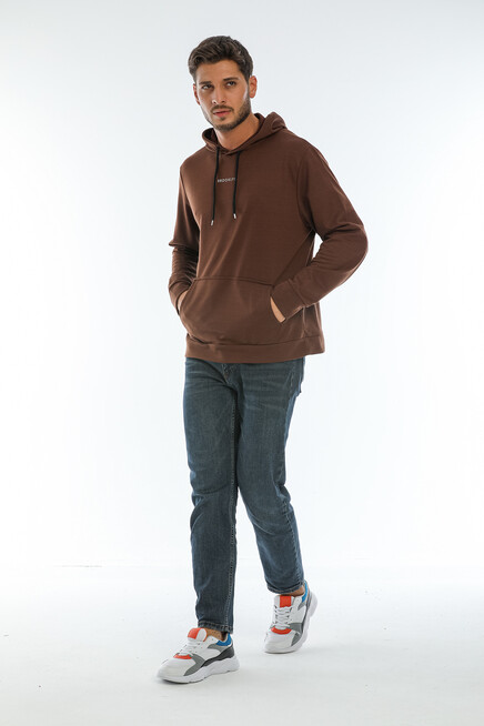 Süperlife Erkek Kapşonlu Regular Fit Brooklyn Baskılı İnce Sweatshirt SPR22SW161