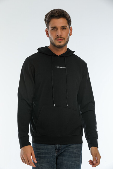 Süperlife Erkek Kapşonlu Regular Fit Brooklyn Baskılı İnce Sweatshirt SPR22SW161