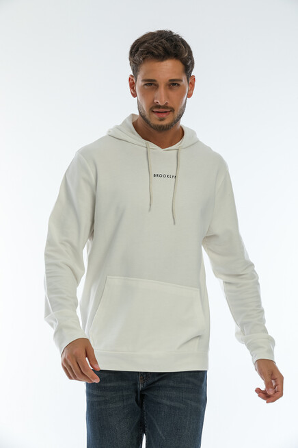 Süperlife Erkek Kapşonlu Regular Fit Brooklyn Baskılı İnce Sweatshirt SPR22SW161