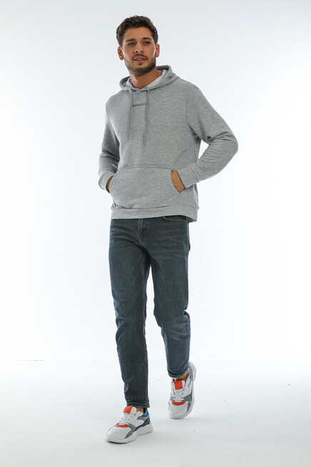 Süperlife Erkek Kapşonlu Regular Fit Brooklyn Baskılı İnce Sweatshirt SPR22SW161