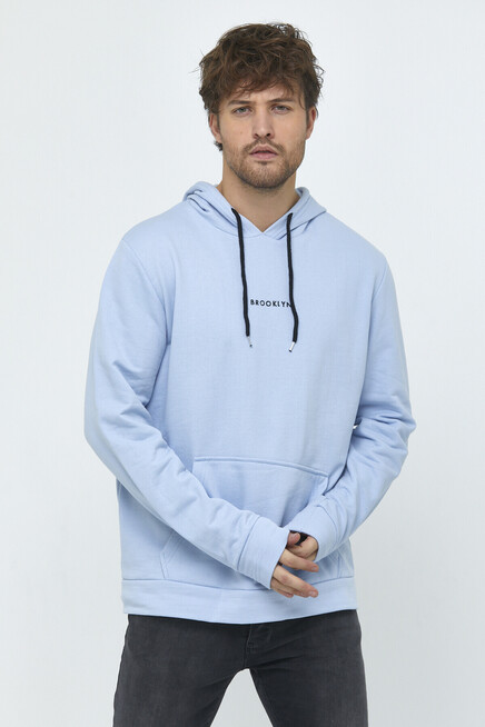 Süperlife Erkek Kapşonlu Regular Fit Brooklyn Baskılı İnce Sweatshirt SPR22SW161