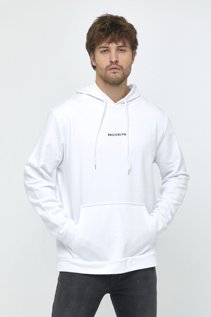Süperlife Erkek Kapşonlu Regular Fit Brooklyn Baskılı İnce Sweatshirt SPR22SW161