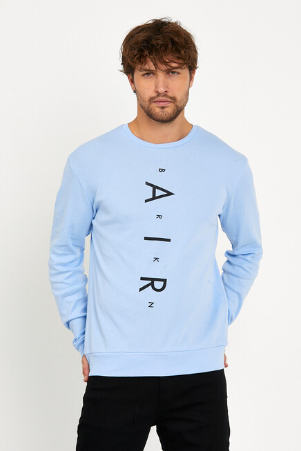 Süperlife Erkek Bisiklet Yaka Slim fit AR Baskılı İnce Sweatshirt SPR22sw101