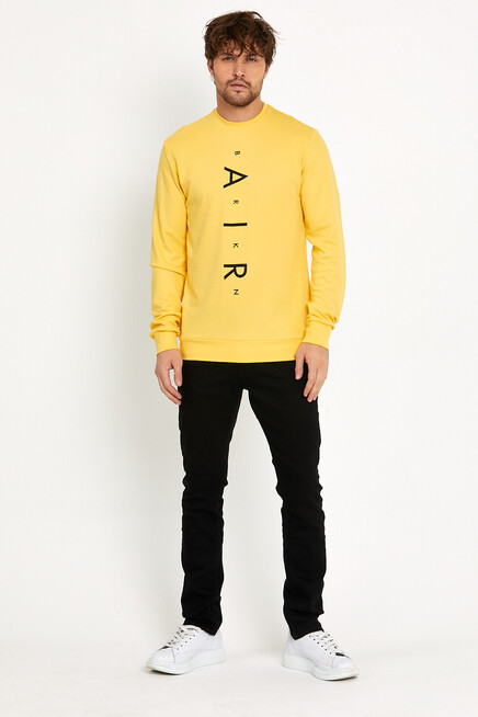 Süperlife Erkek Bisiklet Yaka Slim fit AR Baskılı İnce Sweatshirt SPR22sw101