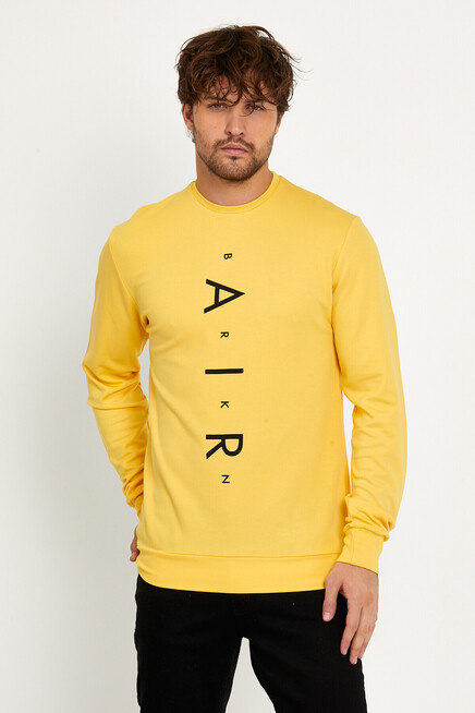 Süperlife Erkek Bisiklet Yaka Slim fit AR Baskılı İnce Sweatshirt SPR22sw101