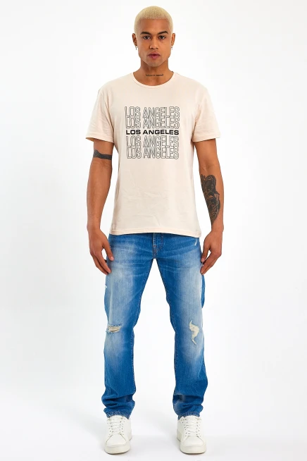 Süperlife Erkek  Bisiklet Yaka Regular Fit Baskılı Tişort SPR23ts305