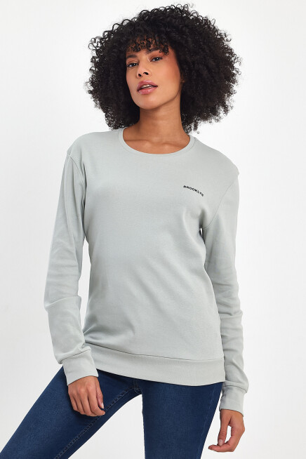 Süperlife Bisiklet Yaka Uzun Kollu Dar Kalıp İnce Sweatshirt SPR21K18