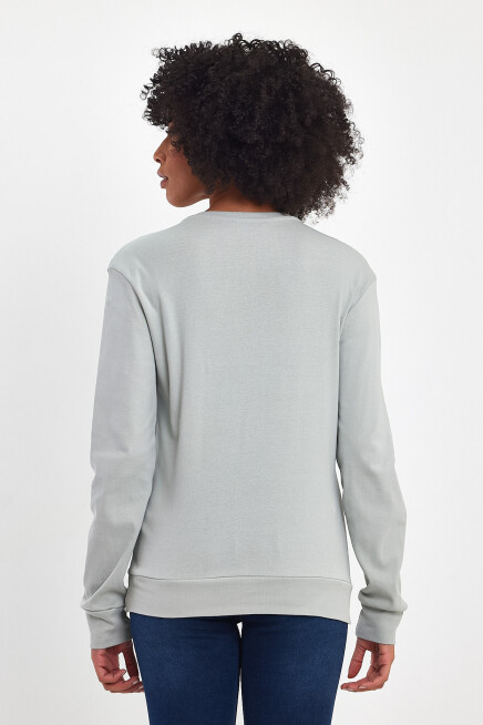 Süperlife Bisiklet Yaka Uzun Kollu Dar Kalıp İnce Sweatshirt SPR21K18