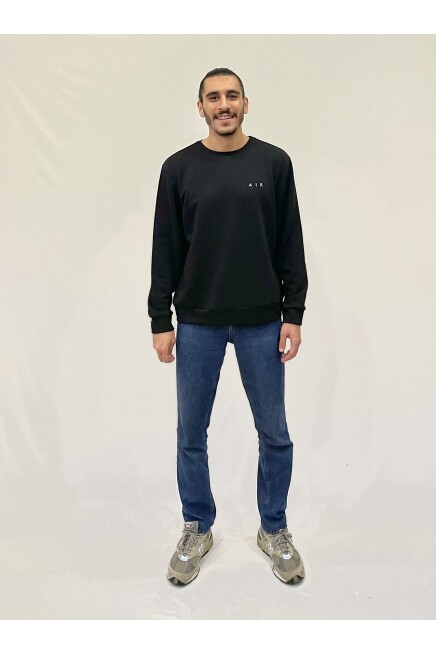 Erkek Bisiklet Yaka Rahat Kalıp 3 iplik Kalın AR Nakışlı  Sweatshirt SPR24SW33