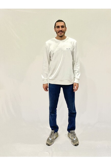 Erkek Bisiklet Yaka Rahat Kalıp 3 iplik Kalın AR Nakışlı  Sweatshirt SPR24SW33