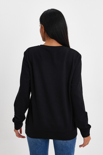 Kadın Bisiklet Yaka Rahat Kalıp 3 iplik Kalın Sweatshirt SPR24SWK-36