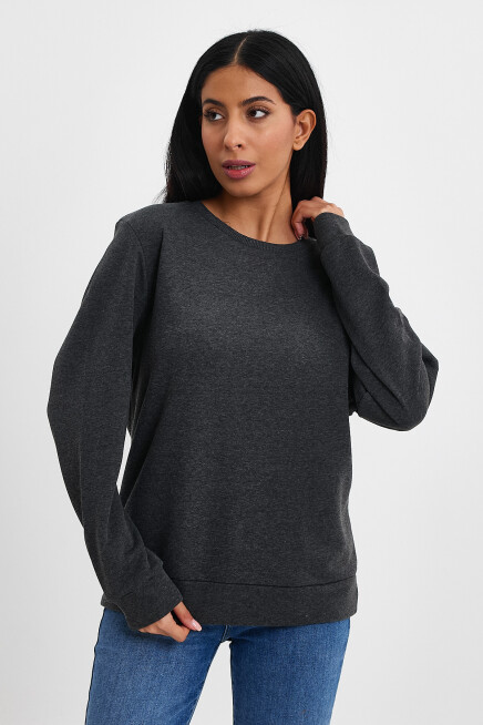 Kadın Bisiklet Yaka Rahat Kalıp 3 iplik Kalın Sweatshirt SPR24SWK-36