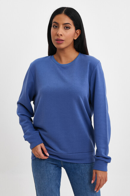 Kadın Bisiklet Yaka Rahat Kalıp 3 iplik Kalın Sweatshirt SPR24SWK-36