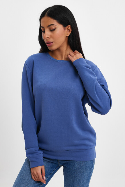 Kadın Bisiklet Yaka Rahat Kalıp 3 iplik Kalın Sweatshirt SPR24SWK-36