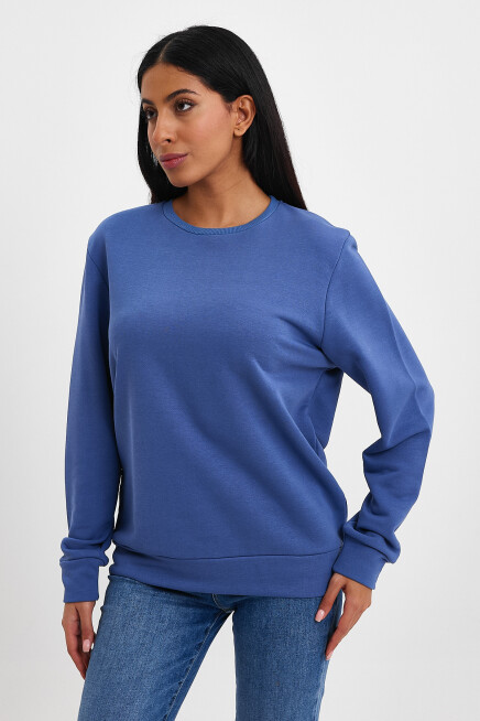 Kadın Bisiklet Yaka Rahat Kalıp 3 iplik Kalın Sweatshirt SPR24SWK-36