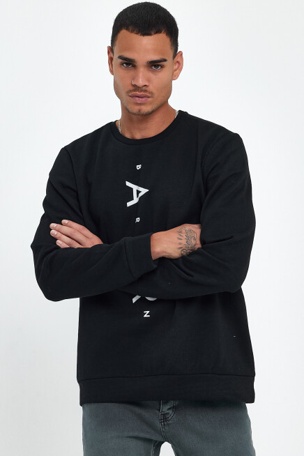 Süperlife Erkek Bisiklet Yaka Regular Fit AR Baskılı İnce Sweatshirt SPR22SW131