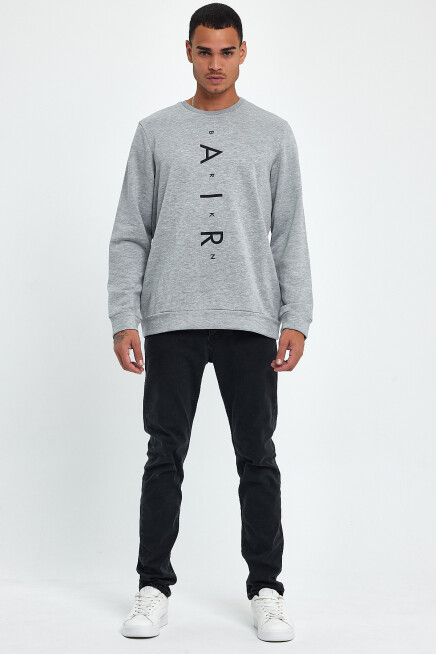 Süperlife Erkek Bisiklet Yaka Regular Fit AR Baskılı İnce Sweatshirt SPR22SW131