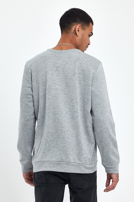 Süperlife Erkek Bisiklet Yaka Regular Fit AR Baskılı İnce Sweatshirt SPR22SW131