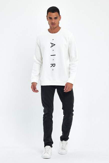 Süperlife Erkek Bisiklet Yaka Regular Fit AR Baskılı İnce Sweatshirt SPR22SW131