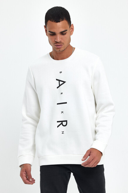 Süperlife Erkek Bisiklet Yaka Regular Fit AR Baskılı İnce Sweatshirt SPR22SW131