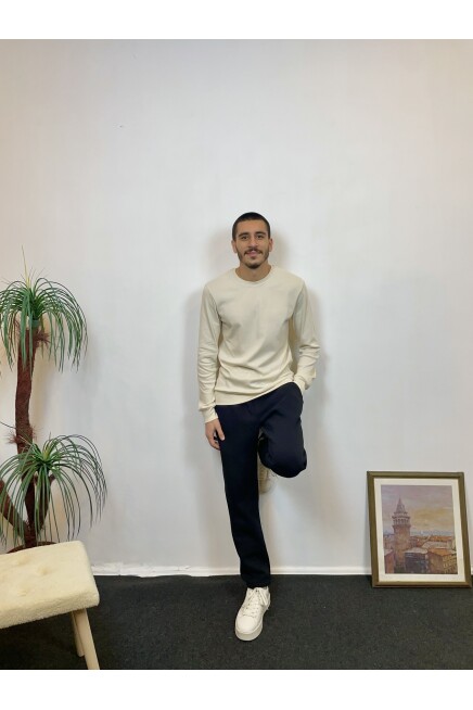 Süperlife Erkek Bisiklet Yaka Slim Fit İnce Sweatshirt SPR 20K17