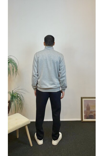 Erkek 3 iplik Yarım Fermuarlı Kanguru Çepli Sweatshırt spr24sw22