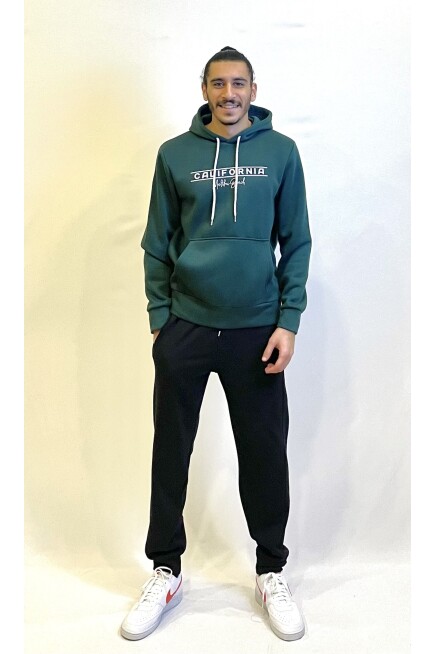 Süperlife Erkek Kapşonlu Rahat Kalıp İçi Polarlı 3 iplik Californıa Baskılı SweatShırt spr24sw11