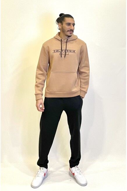 Süperlife Erkek Kapşonlu Rahat Kalıp İçi Polarlı 3 iplik Californıa Baskılı SweatShırt spr24sw11