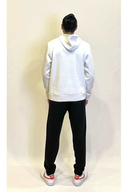 Erkek Kapşonlu Rahat Kalıp İçi Polarlı 3 iplik  Kalın AR Nakışlı Swetashırt spr24sw07