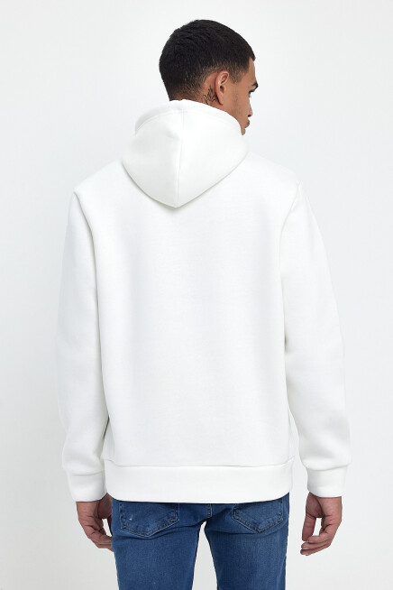 Erkek Kapşonlu Rahat Kalıp İçi Polarlı 3 iplik EL Yazılı Californıa Baskılı Swetashırt spr24sw03