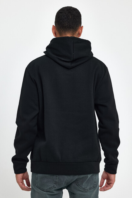 Erkek Kapşonlu Rahat Kalıp İçi Polarlı 3 iplik EL Yazılı Californıa Baskılı Swetashırt spr24sw03