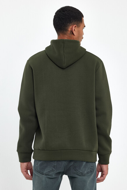 Erkek Kapşonlu Rahat Kalıp İçi Polarlı 3 iplik EL Yazılı Californıa Baskılı Swetashırt spr24sw03