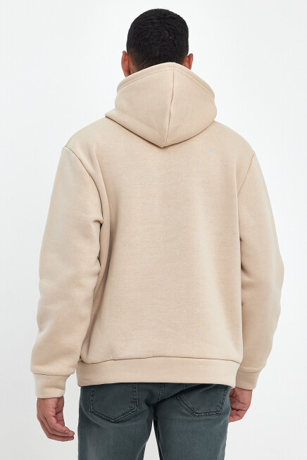 Erkek Kapşonlu Rahat Kalıp İçi Polarlı 3 iplik  Wıllams. Brooklyn Baskılı Swetashırt spr24sw04