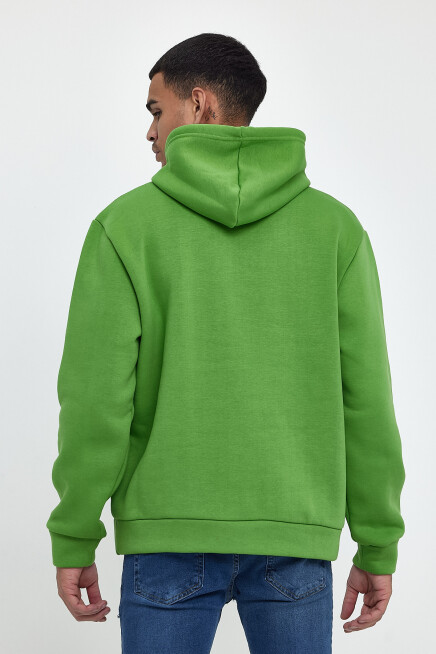 Erkek Kapşonlu Rahat Kalıp İçi Polarlı 3 iplik  Wıllams. Brooklyn Baskılı Swetashırt spr24sw04