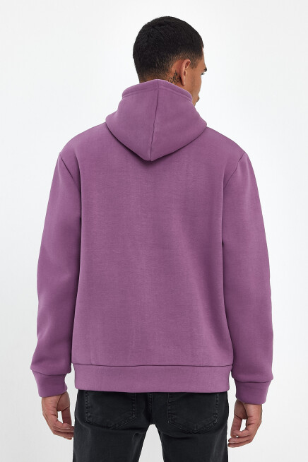 Erkek Kapşonlu Rahat Kalıp İçi Polarlı 3 iplik  Wıllams. Brooklyn Baskılı Swetashırt spr24sw04