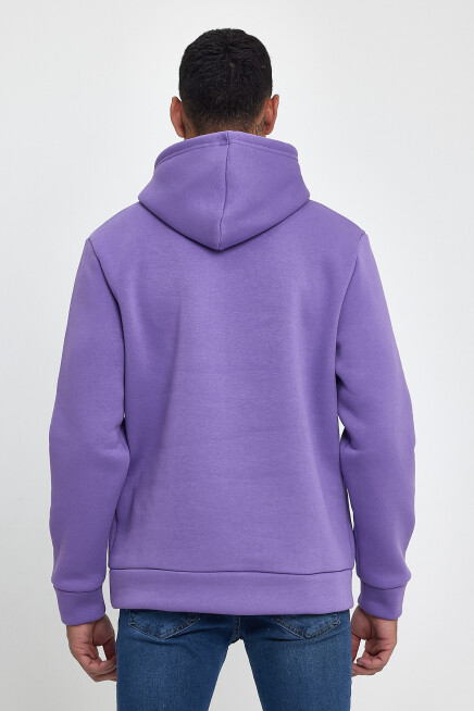 Süperlife Erkek Kapşonlu Rahat Kalıp İçi Polarlı 3 iplik  Los Angeles Baskılı SweatShırt spr24sw10